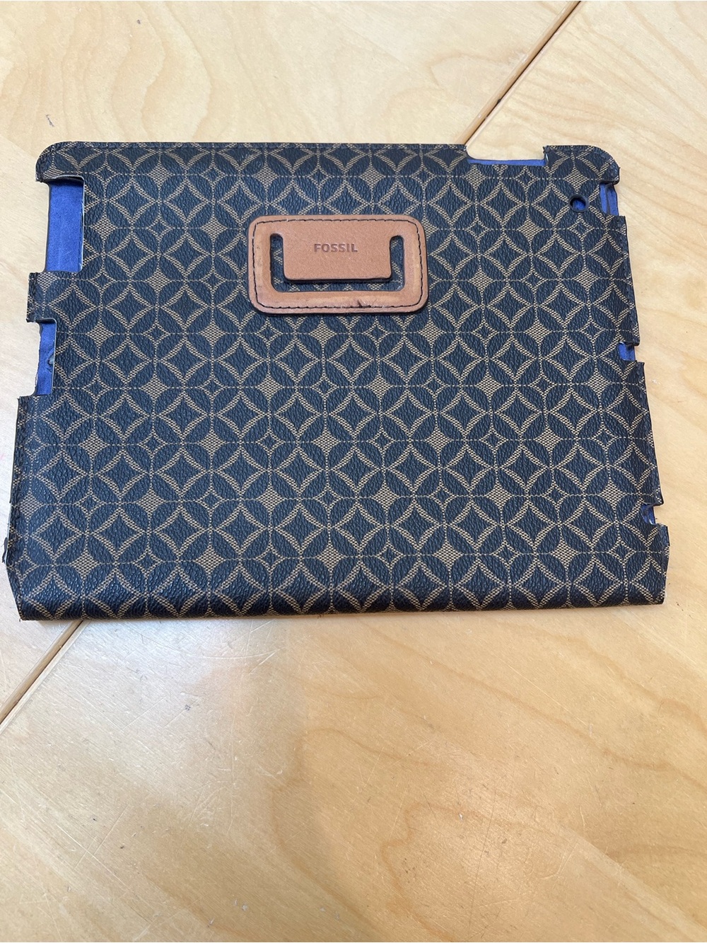 Fossil Brown Geometric Tablet Case with Tan Accent